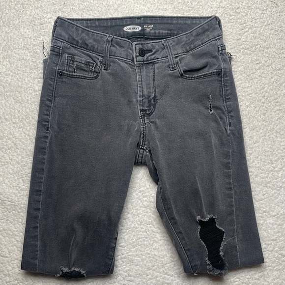 Old Navy Rockstar Skinny Skinny Jeans Distressed Ripped Raw Hem Ankle Size 0 - Picture 3 of 10